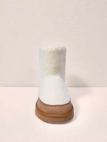 OUTDOORSY 麝皮冬天雪地靴帶圓頭和毛茸茸襯墊,卡其色 - 紫紅色 - 查看 2