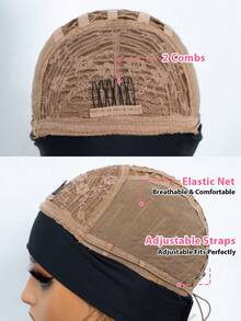 Peluca corta de pixie con diadema, peluca media de cabello humano rizado, peluca de corte pixie de onda de agua rubia miel, fácil de usar para principiantes - S27 - Ver 6