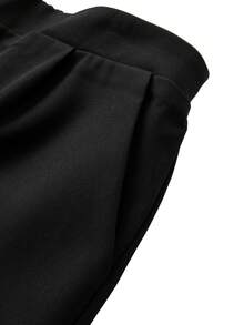 GlowEve CURVE Conjunto de 2 piezas de chaqueta y pantalones de talla grande para mujer con cuello de solapa, manga larga, doble botonadura y color contrastante, elegante para ir a trabajar - Negro - Ver 7