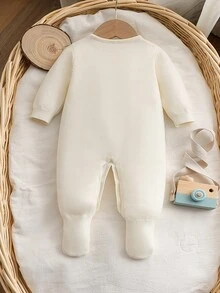 SHEIN Bộ áo liền quần cho bé sơ sinh với hình hươu cao cổ và voi dễ thương, chất liệu dệt kim mềm mại và thoải mái, phù hợp cho mặc hàng ngày, đi chơi, du lịch, nghỉ mát, ở nhà, nhà trẻ, giờ chơi, mùa thu/đông, Giáng sinh, tựu trường, quần áo mùa đông đa năng cho bé sơ sinh unisex, quần áo trẻ em tự nhiên, áo liền quần dài tay cho bé trai, quần áo trẻ em màu trung tính, áo liền quần dài tay và quần dài cho bé sơ sinh, quần áo trẻ em tự nhiên, quần áo trẻ em màu trung tính cho bé sơ sinh, áo liền quần unisex - Màu be - Xem 2