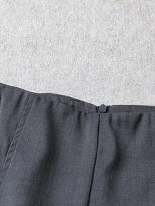 Franclia 时尚简约都市春夏修身灰色高腰短裤，日常通勤约会浪漫女士短裤，水泥灰女式短裤，复古风格商务休闲女士教师短裤，服装 A E - 灰色 - 查看 3