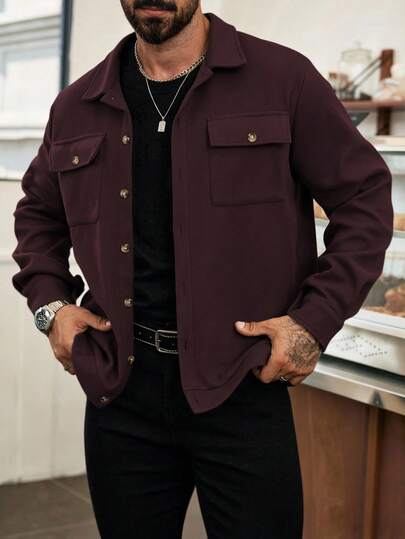 Manfinity Homme 男士短款休闲针织夹克，秋季男装，冬季男士外套，绿色外套