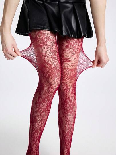 Kawaii 1 pieza Medias de encaje de malla estilo retro, pantimedias de color sexy, mallas elásticas, adecuadas para el escenario, fiestas y uso diario