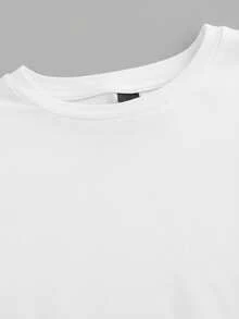 SHEIN EZwear 2pcs/Set Casual Minimalist Basic Round Neck Short Sleeve Undershirt, Pink & White, Spring/Summer - Multicolor - View 8