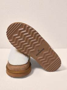 OUTDOORSY 麝皮冬天雪地靴帶圓頭和毛茸茸襯墊,卡其色 - 紫紅色 - 查看 4