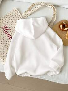 Áo nỉ dài tay dài màu trắng, hồng ngọt ngào, thêu nơ, thoải mái, dày dặn, mềm mại dành cho bé gái tuổi teen, thích hợp mặc hàng ngày vào mùa thu/đông, đi chơi, phong cách đường phố, trường học, kỳ nghỉ, mùa ấm áp, mùa thu & đông, dễ chịu, mặc nhiều lớp mùa thu & đông, thời trang, trang phục thường ngày, họa tiết nơ, mùa thu & đông, phong cách mùa thu & đông sang trọng, phong cách mới mùa thu & đông, lễ hội, thời trang mùa đông, sành điệu. - trắng - Xem 2