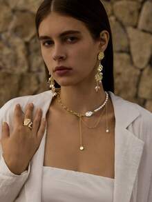 Opalesca Vintage Pearl Earrings,Outfits,Old Money,Beaded,Wedding/Bridal Accessories,Fairycore/Fairy,Pearl,Flower,Fall/Autumn/Winter,For Mom/Women/Girl/Mother,Elegant,Premium - Multicolor - View 3