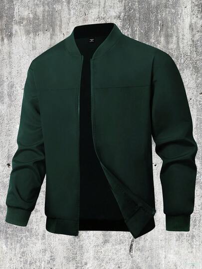 Manfinity Homme Chaqueta casual ligera de unicolor para hombres de talla grande, verano