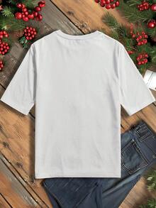 Mujer camiseta casual Virgen de Guadalupe estampado gráfico suelta cuello redondo manga corta primavera verano para uso diario - Blanco - Ver 2