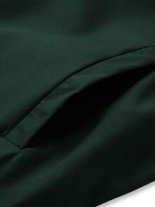 Manfinity Homme Plus Size Men's Casual Lightweight Solid Color Jacket, Summer - Dark Green - View 3