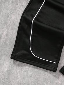 SHEIN 2pcs/Set Casual Streetwear Outfit For Teenage Boys, Loose Fit Letter Print Hoodie And Straight Leg Pants With Contrast Stripe Design Fall Winter