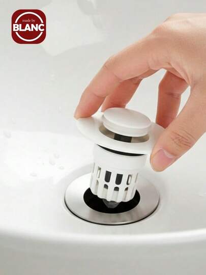 Madebyblanc 1 Pop-Up Bathroom Sink Drain Plug - Multi-Functional Pressure Filter, Durable Plastic, Essential Accessory For Efficient Drainage, Modern Bathroom Elegant Design, Bathroom Sink Accessory Back To School