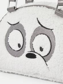 We Bare Bears X SHEIN 时尚黄色卡通图案手提包波士顿包，休闲校园街头风 - 米色 - 查看 7