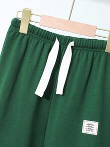 SHEIN Vacaura Plus Size Boys' Solid Color Casual Sweatpants - Army Green - View 3