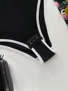 Minimalist Comfortable Contrast Trim Round Neck Wide Strap Fitted Jumpsuit