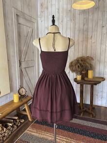 Wildy Robe mini casual pour femmes avec empiècement en dentelle et volants à l'ourlet, style occidental Saint John 2025 Tenues du 4 juillet, robes d'été pour femmes, robe de remise des diplômes, robe d'été, robes pour femmes, tenue de concert country pour femmes, robe bustier, robe en dentelle, vêtements occidentaux pour femmes, robe épaules dénudées, tenues country pour femmes, robe corset - Tabac - Voir 2