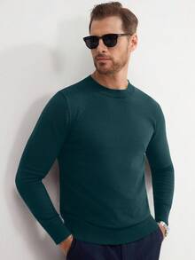 Manfinity Mode Men 1pc Round Neck Jumper - Dark Green - View 5