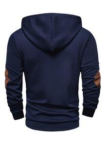 Manfinity Homme Áo hoodie tay dài cài nút phía trước màu trơn đơn sắc thường ngày cho nam, dành cho mùa thu - Màu xanh hải quân - Xem 2