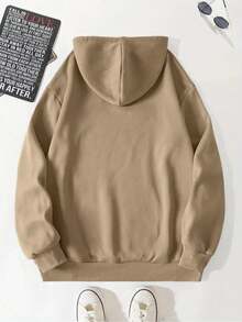 Hoodie mujer sudadera gorro capucha bolsillo canguro puños acanalados calientita cómoda diario estampado al frente montañas mensaje de fe y esperanza versículo bíblico - Beis - Ver 2