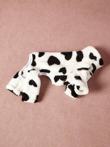 PETSIN Pawparrel 1件宠物秋冬时尚可爱黑色爱心印花双面毛绒保暖弹力舒适狗狗高领连体衣 - 彩色 - 查看 4