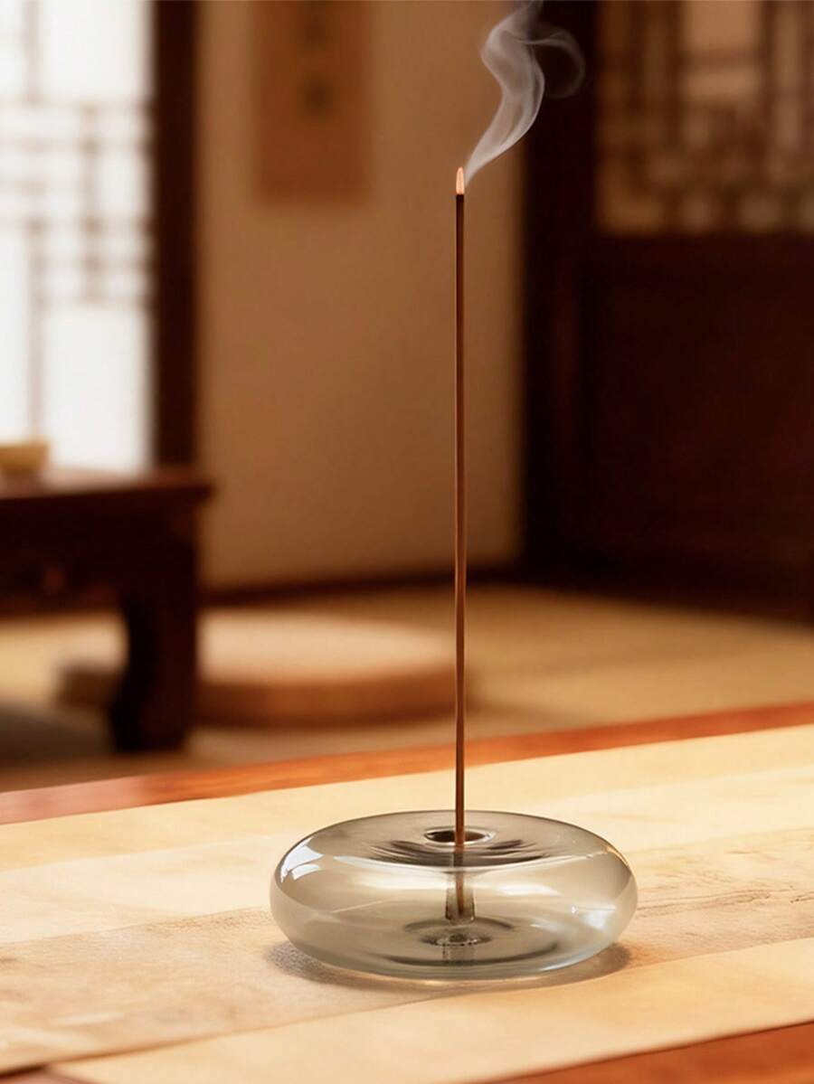 Cirelle 1pc Elegant Glass Incense Holder, Exhaust Design, Incense Base And Incense Holder, Home Indoor Aroma Diffuser, Suitable For Yoga, Home Decoration And Relaxation, Incense Stick Stand, Modern Style, Simple Design, Durable Glass Structure - Multicolor - View 1