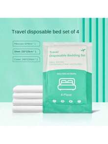 4PCS Bed Set Disposable Portable Travel Bedding Hotel Disposable Bedding Business Travel Bedding Travel Hotel And Hospital Trains Camping Essential Bedding Disposable Bedding Set Travel Queen Bed Disposable Sheets Travel Is Ready To Use Clean And Hygienic