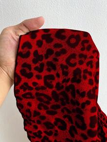 Elenzga Women's Elegant Leopard Print Red V-Neck Fitted A-Line Three-Quarter Sleeve Plus Size Shirt, Suitable For Everyday Wear, Parties, New Year's, Christmas, Holidays, And Valentine's Day. - Red - View 7