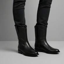 Botas Cowboy Vaqueras de Caballero Clásicas B467-3  | Estilo Retro Casual con Cremallera Lateral | Calzado de Montar a Media Caña para Hombre | Otoño Invierno Elegante y Cómodo - Negro - Ver 3