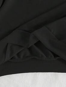 青少年男童“67”数字和“六七”字母图案休闲街头风套头卫衣，黑色长袖卫衣 - 黑色 - 查看 4