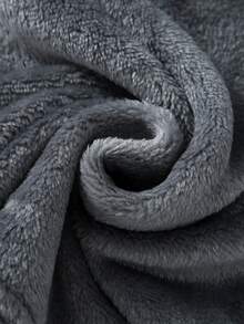 SHEIN Young Boy Simple Dark Grey Flannel Hooded Bathrobe With Belt, Long Sleeve - Dark Grey - View 4
