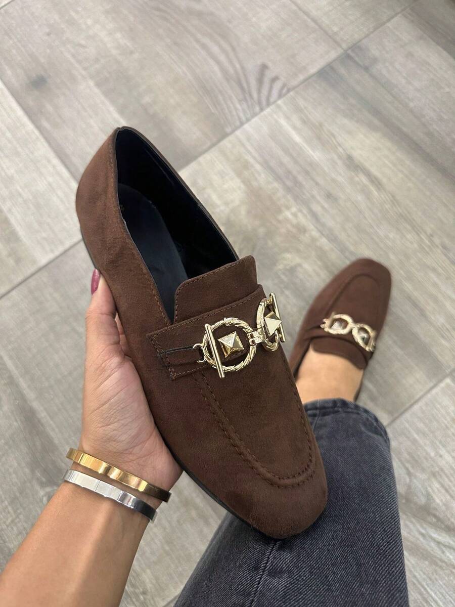 Mocasines estilo premium con adorno dorado - Negro - Ver 1