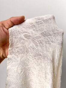 Sunspun 休闲优雅性感简约提花3D花卉垂褶领口不对称荷叶边下摆系带蝴蝶结修身咖啡棕色连衣裙，适合约会和聚会，女士两件套 - 彩色 - 查看 9