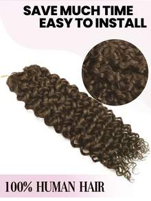 1 PC Water Wave #4 Brown Crochet Human Hair Extensions Knotless Pre-Splited Feather Human Hair Black 18-24 Inch 100G - S4 - Xem 7