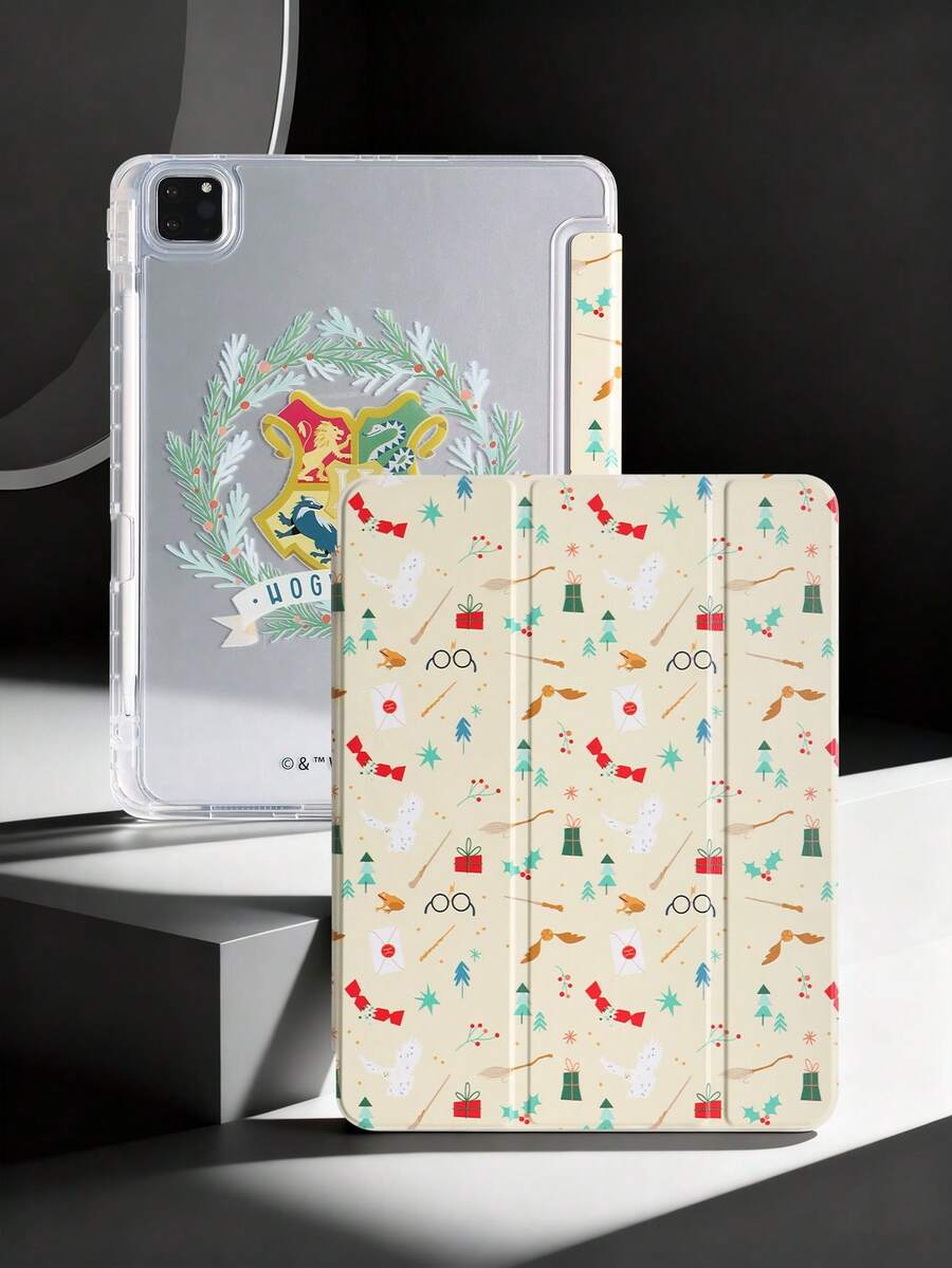 HARRY POTTER X SHEIN 一款透明亚克力三折“魔法圣诞夜”双面印花可折叠平板电脑保护套 - 三折支架设计，内置笔槽，高透明亚克力后盖，支持自动休眠/唤醒功能。可爱、有趣、创意十足的三折平板电脑保护套，兼容 iPad Mini 6/7/Air/9.7/10.5/10.2/Air 4/5/10.9/Pro 11/10/2024/Air 11 (M2)/Pro 11 (M4) 2024/Air 11 英寸 (M3) 2025/iPad (A16) 11 英寸第 11 代 2025。不含笔。部分型号包含镜头框。 - 彩色 - 查看 1