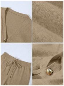 Franclia 2 件套女士休闲宽松针织毛衣和裤子家居服套装，舒适简约的设计