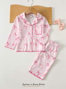 Cozy Pixies 2pcs Baby Girl Floral Print Thermal Lined Crew Neck Long Sleeve Top And Elastic Waist Pants Set - Multicolor - View 6