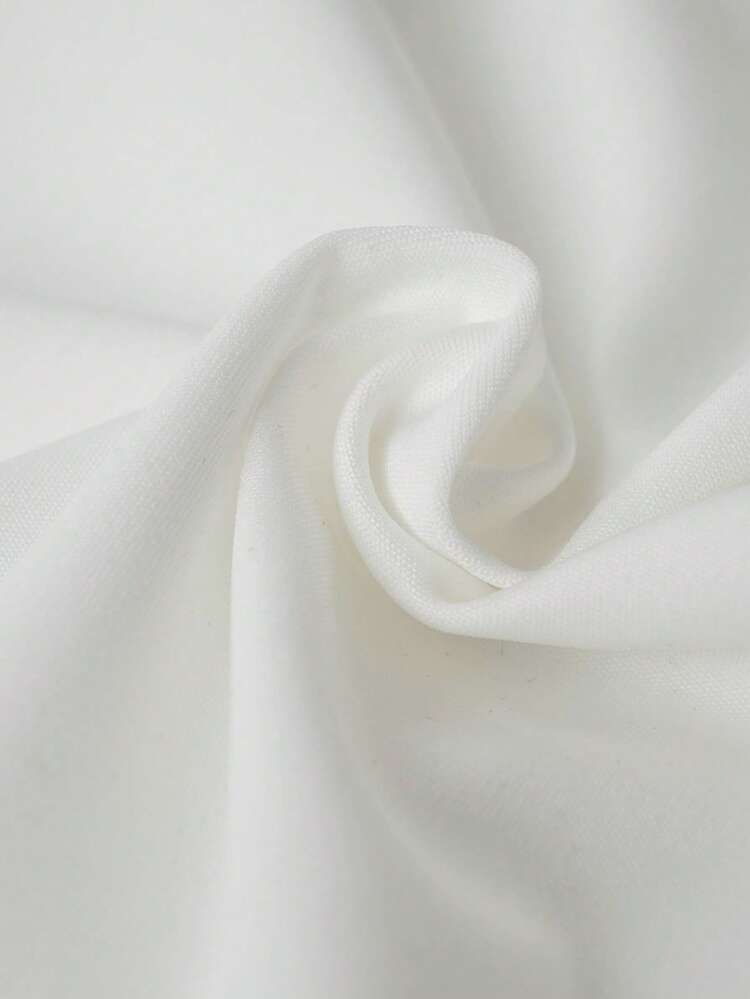 SHEIN PETITE CURVE Sudadera casual de manga larga con cintura ceñida y contraste de color para mujer talla grande, otoño/invierno - Blanco y Negro - Añade 5