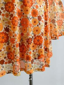 Soleia Váy ngắn tay cánh bướm họa tiết hoa ren viền cỡ lớn dành cho nữ, thích hợp cho kỳ nghỉ, mùa thu/đông - Nhiều màu - Xem 7