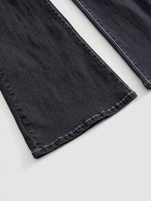 SHEIN MOD Bộ đồ liền thân denim không tay tối giản màu trơn dành cho nữ, trang phục thường ngày - Rửa tối - Xem 3