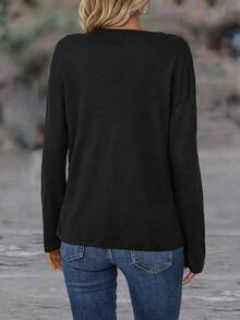 SHEIN LUNE Áo thun hở vai họa tiết nút bấm phối màu dành cho nữ - Màu Hồng Tươi - Xem 2