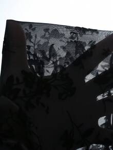 Hourglow Plus Size Solid Color Lace Patchwork Camisole Top And High Slit Skirt 2 Piece Set/2026 /New Year - Black - View 15