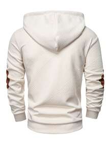 Manfinity Homme Sudadera casual con capucha, manga larga y cordón, de color contrastante para hombre, otoño - Beis - Ver 2