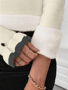 RosyDaze Women's Turtleneck Ruffle Button Design Long Sleeve Knit Pullover Sweater With Bow, Tight Fit Thermal Lining - Multicolor - View 5