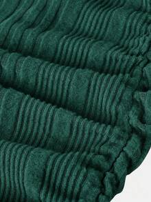 Firerie Kids Firerie Kids 少女绿色罗纹针织高领宽松腰部修身臀部褶皱连衣裙，休闲优雅复古百搭叠穿长袖短款连衣裙，适合圣诞派对、冬季穿着 - 綠色 - 查看 4