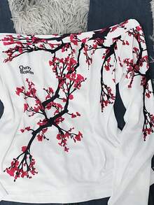 SHEIN Áo thun in hình Y2K cỡ lớn dành cho nữ, họa tiết hoa mận, phù hợp cho mùa thu đông, thời trang, áo thun in hình, áo thun thời trang, quà tặng cho anh chị em, quà tặng cho chị em gái, áo thun dễ thương, áo thun cổ điển thập niên 2000, giản dị và đơn giản, áo thun thời trang - Nhiều màu - Xem 3