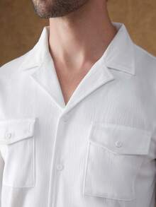 Manfinity Homme 男士长袖衬衫，灯芯绒面料，纯色，领，休闲口袋，适合日常出行、朋友聚会、周末休闲穿着，是送给男友或老公的绝佳礼物，INS 热销款。 - 白色 - 查看 6