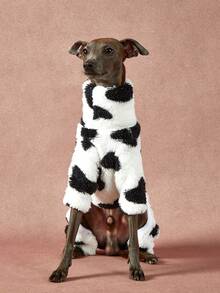 PETSIN Pawparrel 1件宠物秋冬时尚可爱黑色爱心印花双面毛绒保暖弹力舒适狗狗高领连体衣 - 彩色 - 查看 6