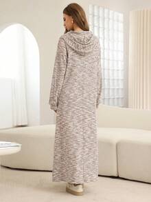 Al Najma Women's Autumn/Winter Button Hooded Colorblock Dress - Apricot - View 5
