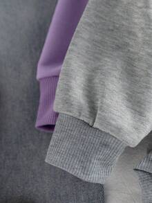 Genkimix Kids 2pcs Young Girl Butterfly Ruffle Trim Fitted Pullover Sweatshirt, Suitable For Autumn/Winter - Multicolor - View 4