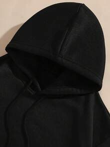 Elenzga Casual Plus Size Black Rhinestone Paw Print Sweatshirt Warm Long Sleeve Knitted Sweatshirt Regular Fit Pullover Top - Black - View 4